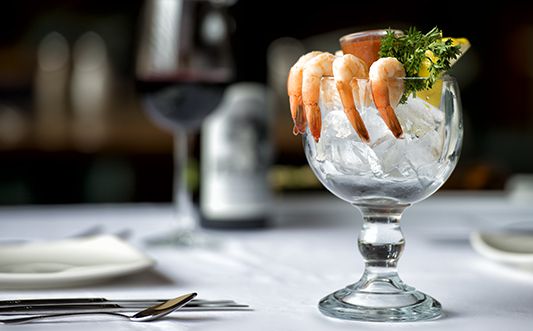Shrimp cocktail on ice