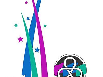 Arctic Winter Games 2014 Logo, black, pink, green and blue.