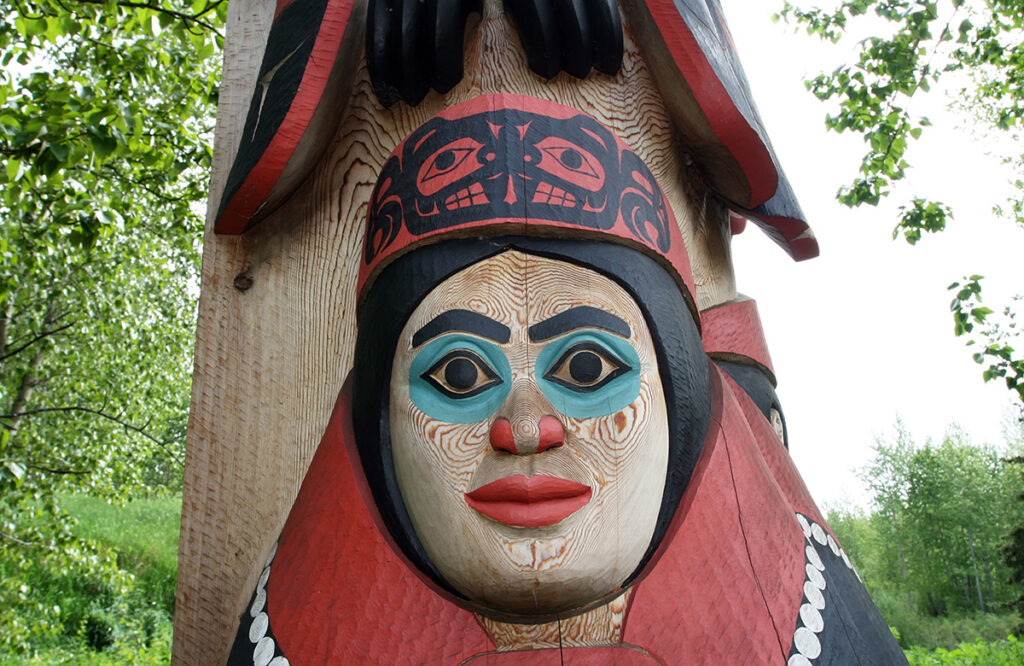 Totem pole at Alaska Native Heritage Center
